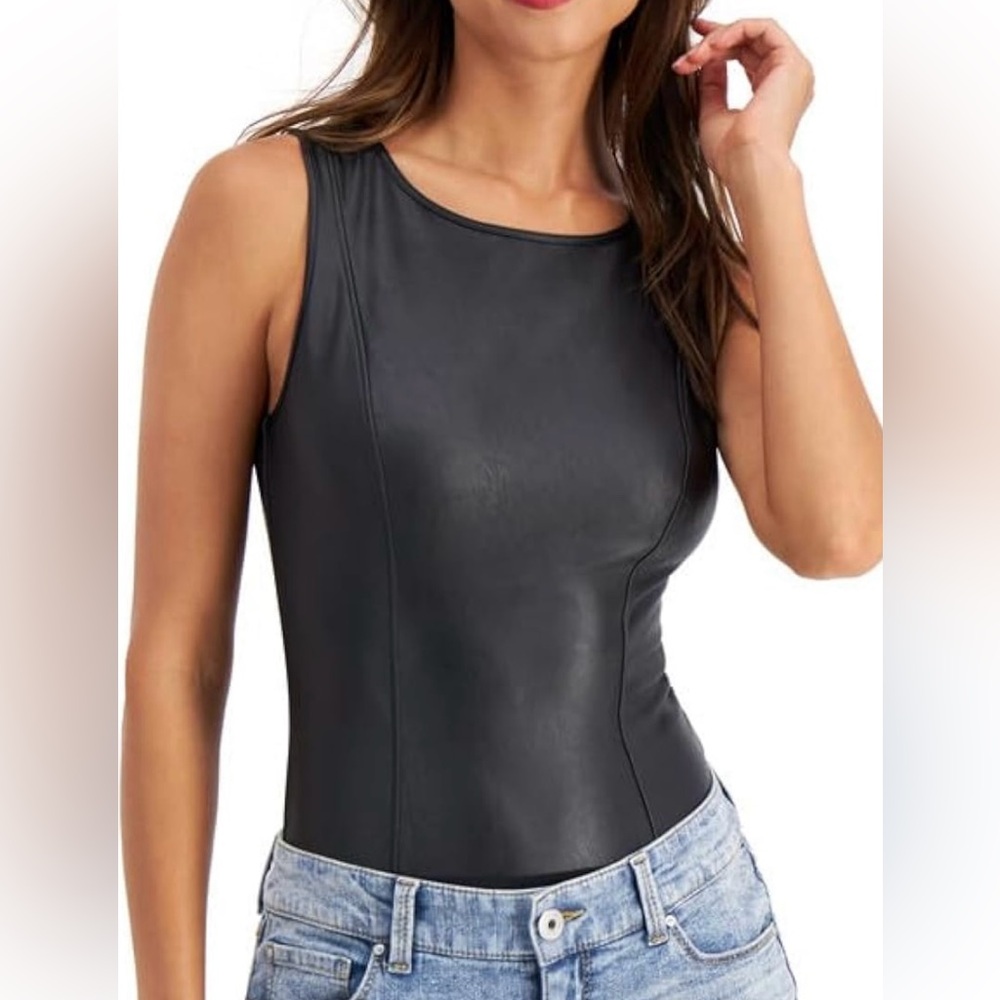 I.N.C. International Concepts - Black Faux Leather Bodysuit. Brand new.